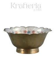 Artisan Bloom-Brass Bowl with Floral Motif Brass Ware