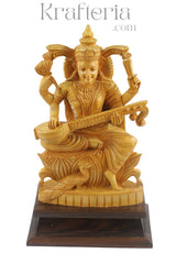 Beautiful Saraswathi Wood Statue – Perfect for Devotional Decor