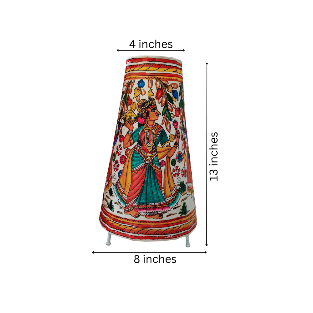 Radha Krishna Dancing Leather Puppetry Lamp Shade | Bed Lamp Leather Paintings