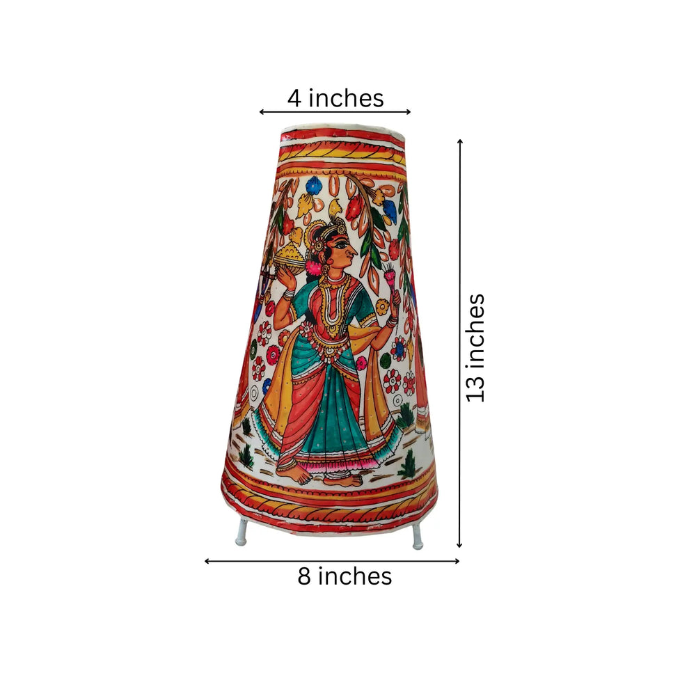 Radha Krishna Dancing Leather Puppetry Lamp Shade | Bed Lamp Leather Paintings
