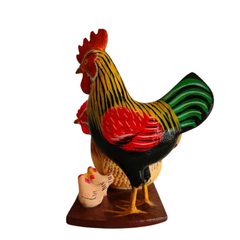 Handcrafted Nirmal hen family wooden toy with traditional folk art