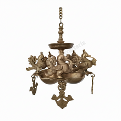 Handmade Ethnic Brass Hanging Diya for Home Entrance & Mandir Brass Artwork