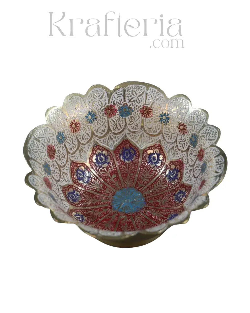 Artisan Bloom-Brass Bowl with Floral Motif Brass Ware