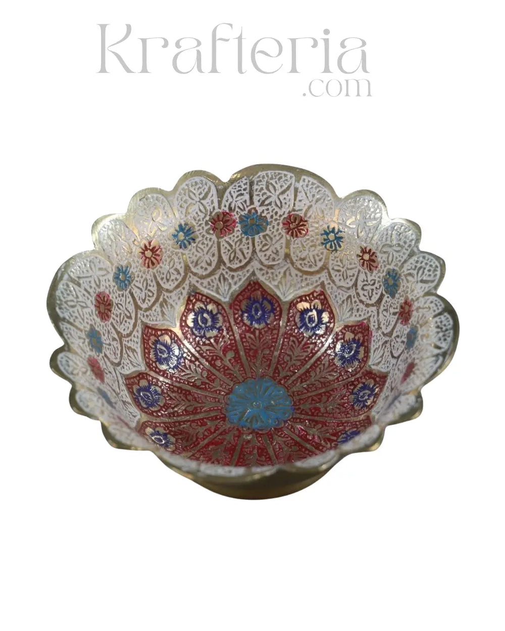 Artisan Bloom-Brass Bowl with Floral Motif Brass Ware