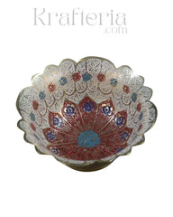 Artisan Bloom-Brass Bowl with Floral Motif Brass Ware