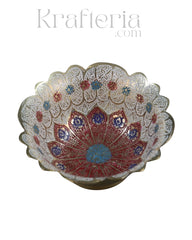 Artisan Bloom-Brass Bowl with Floral Motif