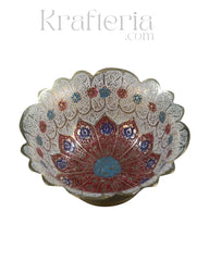 Artisan Bloom-Brass Bowl with Floral Motif Brass Ware