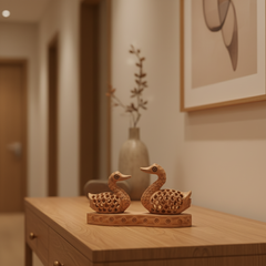 Wooden Carved Ducks Couple | Ideal Gift & Decorative Sculpture