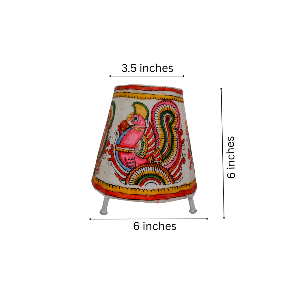 Peacock Design in Leather Shadow Puppetry – Ethnic Home Decor | Bed Lamp Leather Paintings