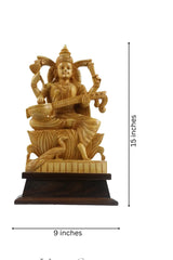 Beautiful Saraswathi Wood Statue – Perfect for Devotional Decor ESHWAR HANDICRAFTS