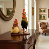 Telangana Nirmal art rooster and hen family wooden décor toy