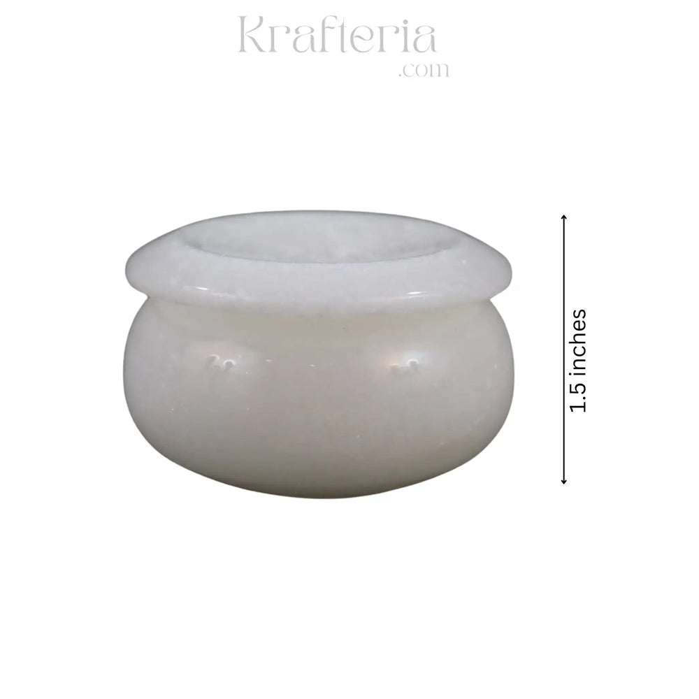 Handcrafted Marble Kumkum Box – Traditional Puja Accessory Marble Soft Stone