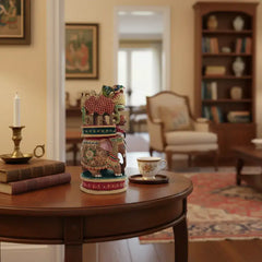 Handcrafted Wooden Elephant Ambari Pallaki | Colorful Hand-Painted Art maruthi handicrafts