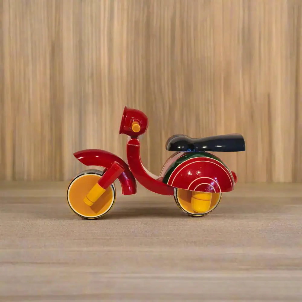Etikoppaka Wooden Scooter Decor - Handmade Lacquerware Toy Etikoppaka Lacquerware