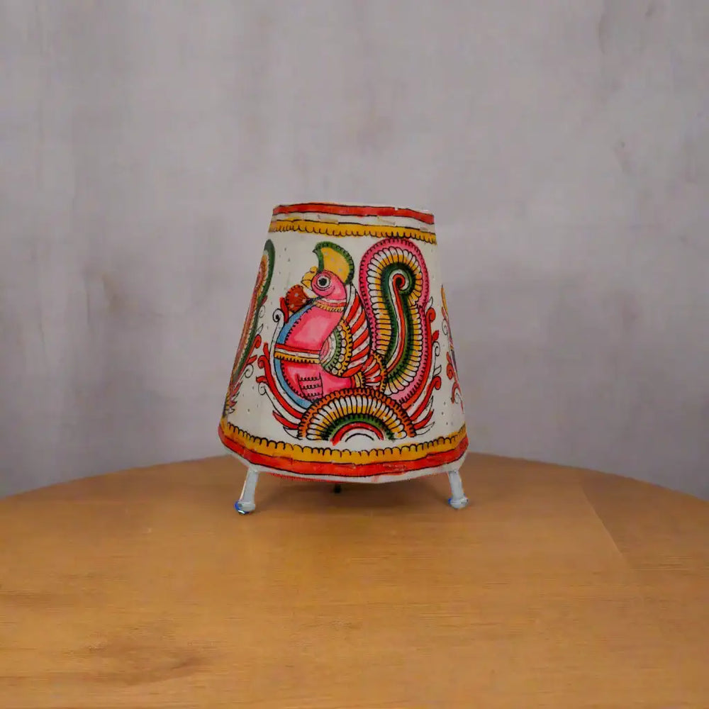 Peacock Design in Leather Shadow Puppetry – Ethnic Home Decor | Bed Lamp Leather Paintings
