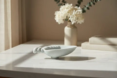White Marble Decorative Bowl with Handle – Urli & Pooja Diya Bowl Marble