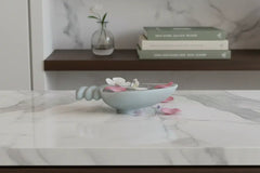 White Marble Decorative Bowl with Handle – Urli & Pooja Diya Bowl Marble