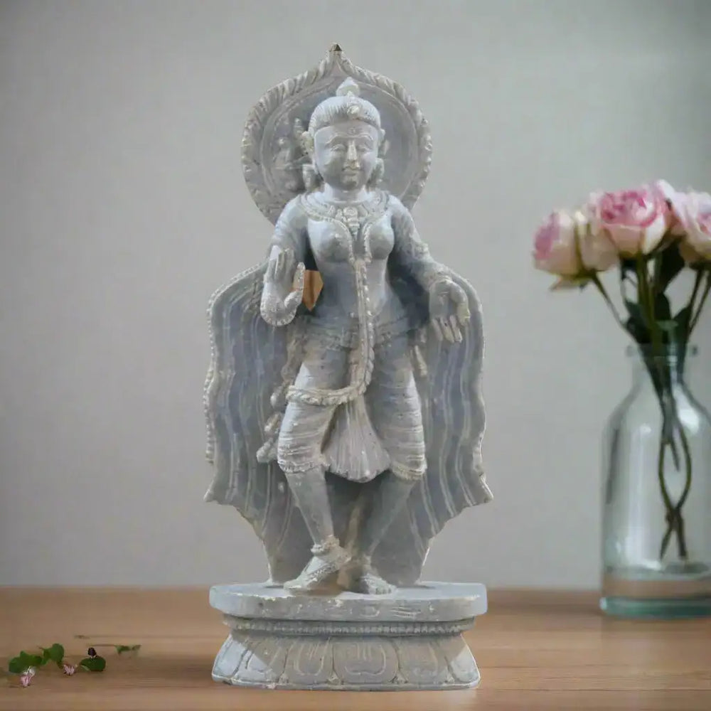 Tandavam Dancing Amman Sculpture – Divine Dance of Power and Grace Soft Stone