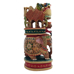 Handcrafted Wooden Elephant Ambari Pallaki | Colorful Hand-Painted Art