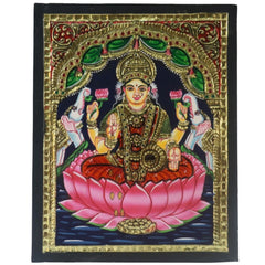 Handpainted Laxmi Devi Thanjavur Painting – Vibrant & Detailed