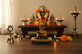 Handmade Channapatna wooden Lakshmi Devi seated idol