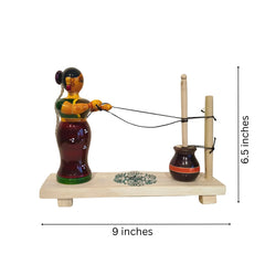 Handicrafted Lacquerware - Lady Churning Butter Figurine