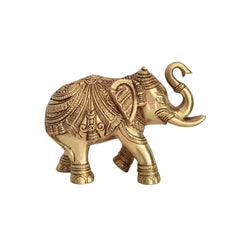 Hand-Carved Brass Elephant Statue: Symbol of Strength, Wisdom, and Good Fortune Brass Ware
