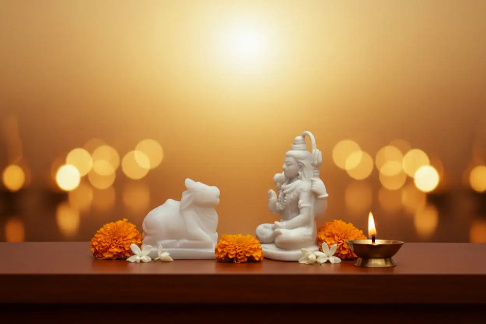 Marble Nandi Idol – Sacred Nandi Bull Statue for Pooja & Home Décor Marble