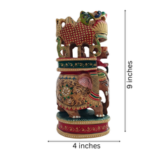 Handcrafted Wooden Elephant Ambari Pallaki | Colorful Hand-Painted Art