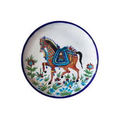 Hand-Painted Indian Decorative Horse Wall Plate Pottery