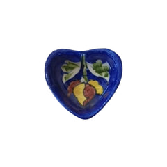 Heart-Shaped Blue Pottery Diya | Floral Oil Lamp Pottery