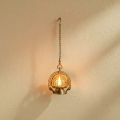 Hanging Bronze Deepam with Lakshmi Idol – Auspicious Temple Decor pooja accessories