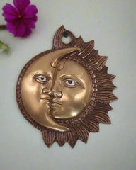Brass Surya Chandra Decorative Wall Hanging for Home & Temple