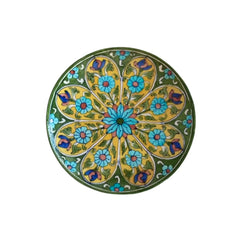 Blue Pottery Decorative plate with floral patterns on a white background