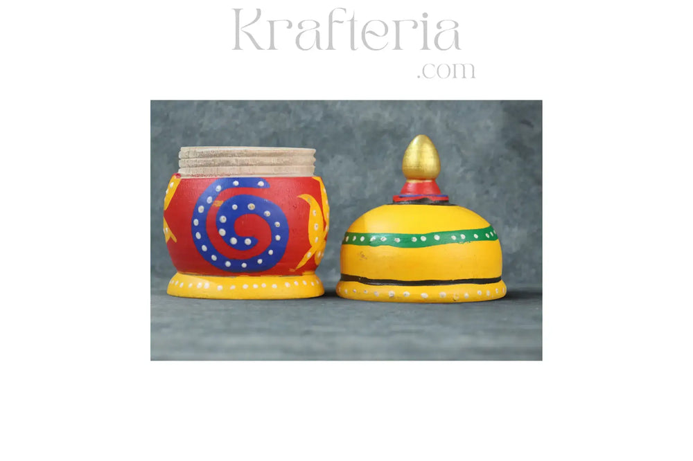 Wooden Sindoor/Kumkuma Holder – Hand-Painted Design wooden accessories