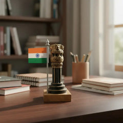 Handmade Wooden Police Flag Stand – Elegant Desk Accessory Wooden Decorative
