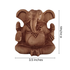 Decorative Wooden Ganesh in Seated Position | Handmade Religious Figurine