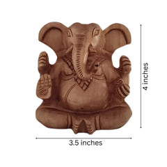 Decorative Wooden Ganesh in Seated Position | Handmade Religious Figurine maruthi handicrafts