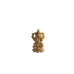 Small Golden Brass Sitting Lord Ganesha Idol - Prosperity Murti