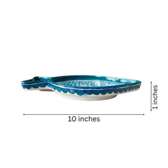 Hand-Painted Teal Blue Pottery Fish Wall Decor | Coastal Quartz Art Pottery