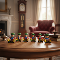 Hand-painted Rajasthani musician ensemble miniature set with traditional instruments and vibrant folk art detailing