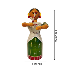 Vibrant Dandiya Dancer - Handcrafted Etikoppaka Wooden Woman Doll