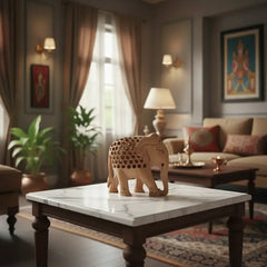 Wooden Elephant with Jali Work | Handmade Indian Craft Sculpture maruthi handicrafts