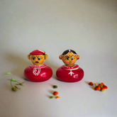 Etikoppaka Miniature Wedding Couple Kumkuma Bharani (Sindoor Box)