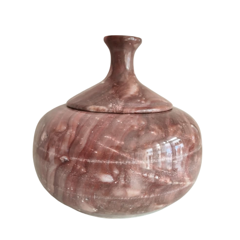 Marble Decorative Storage Jar with Lid – Luxury Stone Pot for Home Décor Marble