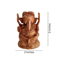 Wooden Ganesh Statue with Turban | Handcrafted Hindu Deity Figurine