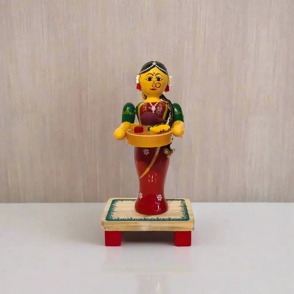 Woman with Offering Tray Etikoppaka Art Etikoppaka Lacquerware