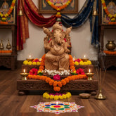 Hand-Carved Wooden Lord Ganesha Statue for Prosperity & Wisdom Wood Decorative