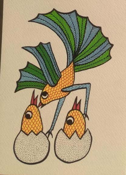 The Hatching Authentic Gondi Folk Art of New Beginnings Paintings