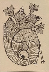 Gond Art Greeting Card – Twin Birds of Harmony Paintings